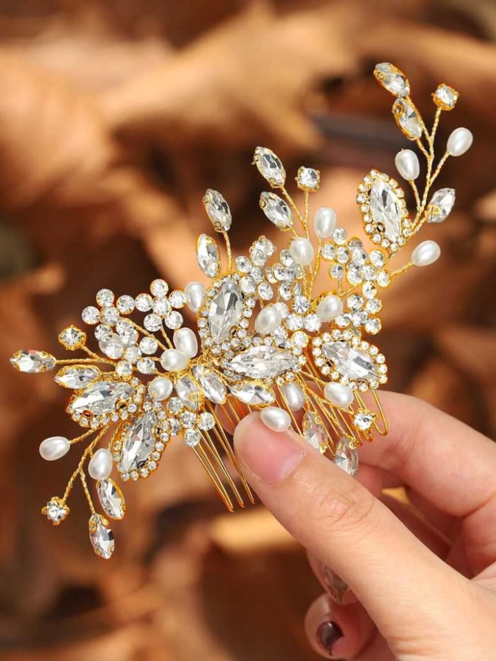 Crystal Bride Wedding Hair Comb Pearl Bridal Hair Piece Hair Accessories for Wom - Picture 2 of 7